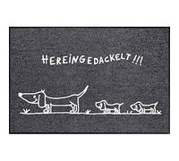 Salonloewe Efia SLD0653 Paillasson Inscription Allemande 'Hereingedackelt!' Chien Teckel