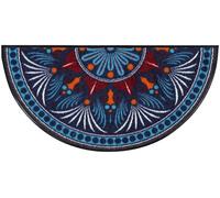 Salonloewe Paillasson et tapis d'entrée rond « Yara », turquoise et rouge, dimensions : 42 x 85 cm, lavable, pour l'entrée