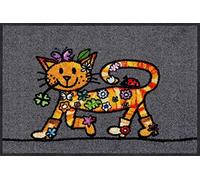 Salonloewe Paillasson Funky Cat 050 x 075 cm, paillasson, tapis de propreté intérieur, porte d'entrée, paillasson, bavettes de saleté, lavable
