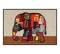 Salonloewe Paillasson - Motif oliphant et terre cuite - 50 x 75 cm - Avec motif pour l'intérieur et l'extérieur - Lavable - Motif éléphant