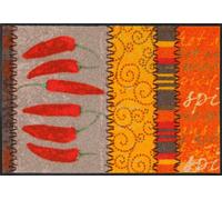Salonloewe Paillasson Orange Lavable 75 x 120 cm - Paillasson avec Motif, antidérapant et Passe au sèche-Linge, en Caoutchouc et Polyamide, Facile d'entretien