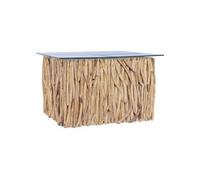 Table Basse Avec Dessus En Verre 66x66x40cm Bois De Teck Massif - Vidaxl