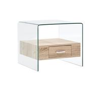 Table Basse Avec Tiroir 50 X 50 X 45 Cm Verre Trempé