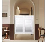 Saloon Porte Battante De Café Porte Battante Rétro À Persiennes Porte De Bar En Bois Porte Saloon 80-130cm Large Portes De Cloison À Fermeture Automatique Pour Cuisine, Salon, Emporium(White,W95 x H90