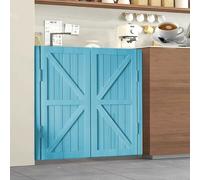 Saloon Porte Battante, Demi-taille Porte de Bar en Bois Fermeture Automatique, Portes De Grange, avec charnières en Métal, Porte pour Séparation Café Couloirs(Bleu clair,2Doors W170xH100cm)