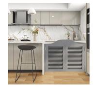 Saloon Porte Battante Porte Saloon Battante En Bois Porte De Séparation De Intérieure Café 2 Vantaux W70-150cm, H100cm Avec Fermeture Automatique Charnières(Gris,W88*H100cm)