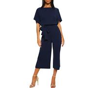 Salopette ample pour femme, combinaison à jambe droite pour femme, combinaison de couleur unie, combinaison à nouer à la taille droite, combinaison confortable et décontractée, combinaison de