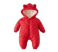 Salopette Bébé Romper Flanelle Playsuit Hiver Zippée avec Oreilles d'ours Grenouillère Salopette Pyjama Animaux Ouverture Devant Avec Bouton Barboteuse à capuche en forme d'animal