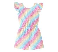 Salopette Courte Fille Ete Fluide 1-7 ans à Volants Combishort Fille Chic Et Elegant sans Manche Ample Pas Cher Mignon Confortable Casual Vacances Jumpsuit Rompers (Pink, 6-7 ans)