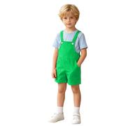Salopette courte pour garçon, idéale pour les spectacles de danse, la maternelle et les pièces de théâtre scolaires. (Green, 4-5 Years)