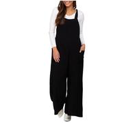 Salopette de grossesse pour femme décontractée ample unie salopette de maternité salopette douce et confortable salopette de travail pour femme sans manches bretelles poche jambes larges combinaisons,