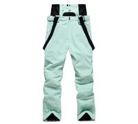 Salopette de ski isolée pour femme - Pantalon de neige imperméable - Coupe-vent - Salopette de snowboard avec bretelles amovibles - Pantalon imperméable à l'eau et à la neige - Chaud - Softshell, vert