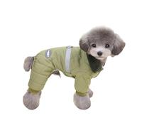 Salopette d'hiver à col en fourrure pour chiens de petite taille, chihuahua, costume de caniche, manteaux pour animaux de compagnie (vert militaire, taille M)