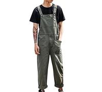 Salopette en denim pour homme - Salopette en jean cargo rétro - Salopette de travail - Coupe ample - Salopette de travail - Salopette de travail pour homme - Multi poches, vert, XL