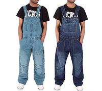 Salopette en jean homme Oversize Noir Pantalon de travail baggy Pantalon cargo Streetwear Bleu foncé XXXXXL