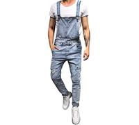 Salopette en jean pour homme - Coupe ajustée - En denim - Bretelles - Avec poches - Salopette de loisirs - Jeans cargo - Salopette de travail - Salopette de travail, bleu, M