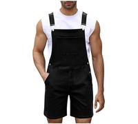 Salopette en jean pour homme - Courte - Style années 90 - Baggy - Grandes tailles - Denim - Avec poches - Pantalon large - Mode classique - Vintage - Pantalon de travail pour homme, Noir , M
