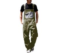 Salopette en Jean pour Homme Salopette Jeans Cargo Combinaison Rétro Pantalon de Travail Salopette de Travail Coupe Ample Salopette Combinaison Oversize Loose Longue Baggy Salopette Pantalon(Green,XXX