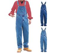 Salopette en Jean pour Homme - Style décontracté Vintage - Coupe Ample - avec Plusieurs Poches, Salopette en Denim Bleu foncé pour Homme, XL