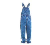 Salopette en Jean pour Hommes - Grenouillère Denim Bleu Clair Délavé, Mode Rétro, Pantalon Ample Une Pièce d'Extérieur