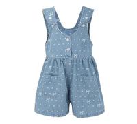Salopette en jean sans manches pour petite fille, combinaison mignonne avec nœud imprimé à pois, short en denim pour bébé, enfants, vêtements d'été doux et respirant en coton, bleu, 3-4 ans