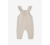 Salopette en tricot bébé bretelles à volants beige chiné 3M(60CM)