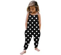 Salopette Enfant Fille été 1-5 ans Pois Habillée Rompers Combinaison Fille Chic Pour Soirée sans Manche Large Pas Cher Confortable Mignon Casual Plage Barboteuse Jumpsuit (Black, 3-4 ans)