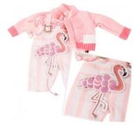 Salopette et gilet Flamingo bébé 33cm