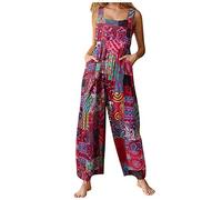 Salopette Femme Chic et Élégant Combinaison Boho Playsuit Ample Large Pantalon Jumpsuit Casual Décontracté Vintage Retro Grande Taille Pantalon Romper Salopette Femmes Ete Fluide Rompers Vacances