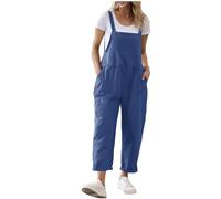 Salopette Femme en Lin Ample en Coton Combishort Été Combinaison sans Manches Playsuit Chic Dos Nu Bodysuit Pantalon Large Vacances Soirée Plage Jumpsuit Combinaison Femmes Chic Retro Salopettes