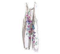 Salopette Femme Ete Fluide Salopettes en Lin Casual Boho sans Manches Combinaisons Salopette D'Été Lâche Imprimé Large Jambe Floral Barboteuses Longue Combishort avec Poche Vacances Plage Pas Cher