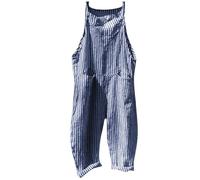 Salopette Femme Rayé Overall Confortable Jumpsuit Unique avec Poches Doux Décontracté Été Combinaison Ensemble Respirant Combinaisons Maternité Sans Manches Réglable Sangles Vintage Pantalon Baggy