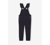 Salopette fille velours bretelles à volants anthracite 8A