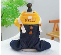 Salopette Hello en velours épais pour chien et chat (jaune, taille M)