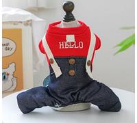 Salopette Hello en velours épais pour chien et chat - Rouge - Taille L