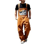 Salopette longue cargo pour homme - Classique - Pantalon de travail multi-poches - Pantalon cargo ample avec épaules réglables - Salopette de travail décontractée - Combinaison tendance confortable
