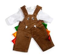 Salopette marron Bigjigs Toys (petit) | tenue de poupée douce avec visage monstre | vêtements amusants pour poupées | accessoires de poupée | cadeau filles & garçons | dès 2 ans