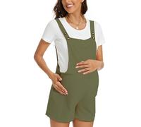 Salopette Maternité Combinaisons Femme Enceinte Été sans Manches Combishorts Grossesse Jumpsuit Baggy Vert Armée S