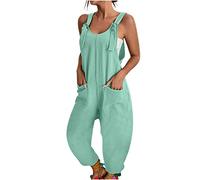Salopette Noire Femme D'été Confortable Doux Jumpsuit Jambe Large Monobloc Combinaison Ensemble Vintage Sans Manches Réglable Sangles Pantalon Baggy Surdimensionné Combinaison Légère Salopette