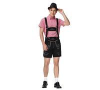 Salopette Oktoberfest + Chemise + Chapeau, Tenue Bavaroise Homme, Deguisement Bavarois Homme, Costume Oktoberfest Homme, Grande Taille Costume Oktoberfest Short Bavarois Homme