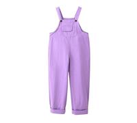 Salopette pour Enfants Garçons et Filles Coupe Droite Baggy à Bretelle Réglable Combinaisons d'Été Décontractées en Coton Style Preppy Mignon Romper (Purple, 13-14 Years)