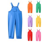 Salopette pour Enfants Garçons et Filles Coupe Droite Baggy à Bretelle Réglable Combinaisons d'Été Décontractées en Coton Style Preppy Mignon Romper - Salopette Unie Pantalon (Blue, 13-14 Years)