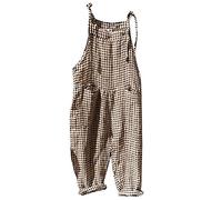 Salopette pour femme en coton et lin grande taille vintage bretelles r glables sans manches d contract e baggy sarouel jambes larges barboteuses grenouillères ray es amples et respirantes