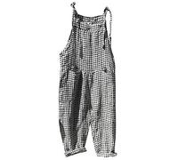 Salopette pour femme en coton et lin grande taille vintage bretelles r glables sans manches d contract e baggy sarouel jambes larges barboteuses grenouillères ray es amples et respirantes