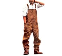 Salopette pour homme - Salopette ample pour homme - Salopette cargo pour homme - Barboteuse longue décontractée légère - Combinaison ample - Coupe bavoir - Pantalon décontracté pour homme, marron, XL