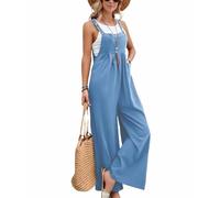 Salopette SaiDeng pour femme - Combishort baggy surdimensionné, pantalon à bretelles confortable, coupe ample, pantalon d'été décontracté avec bretelles, bleu clair, M
