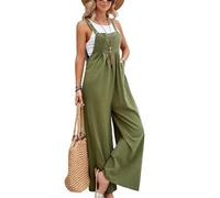 Salopette SaiDeng pour femme - Combishort baggy surdimensionné, pantalon à bretelles confortable, coupe ample, pantalon d'été décontracté avec bretelles, vert olive, XL