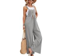 Salopette SaiDeng pour femme - Combishort baggy surdimensionné, pantalon à bretelles confortable, coupe ample, pantalon d'été décontracté avec bretelles, gris clair, M
