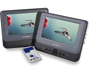 Salora DVP7048TWIN Lecteur DVD Portable Voiture 2 écrans 7" - Écran Double pour Enfant, Compatible DVD, MP4, MP3, VCD - Lecteur multimédia avec Sortie AV et USB, idéal pour Voiture