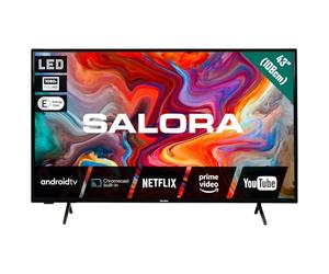 SALORA SMART43TV - Smart TV 43 Pouces avec Android, écran LED, HD Ready, Chromecast intégré, Dolby Audio, 3X HDMI, Wi-FI et Bluetooth - TV LED compacte 43 Pouces